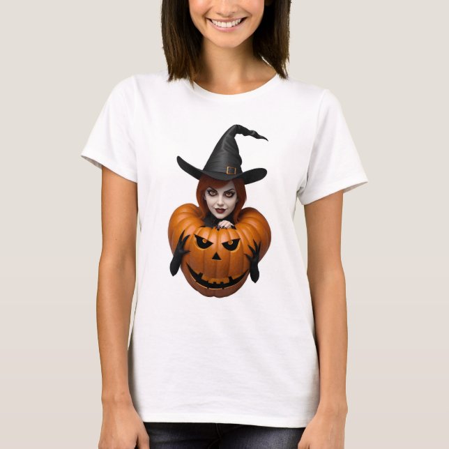 Camiseta T-Shirt bruxa de Halloween (Frente)
