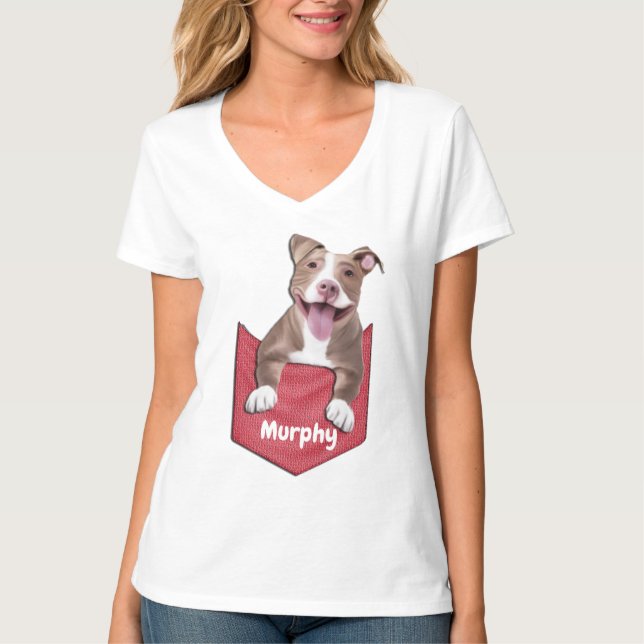 Camiseta T-Shirt Cachorro de Pitbull (Frente)