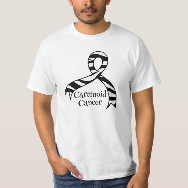 Camiseta T-shirt Carcinoid da fita da consciência da zebra (Frente)