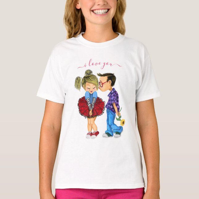 Camiseta T-Shirt Casal Bonita com Texto - Eu Te Amo (Frente)