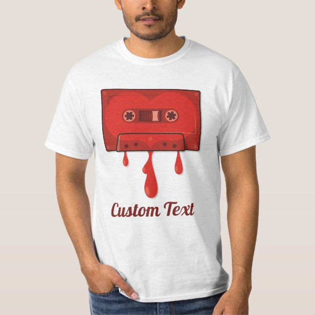Camiseta T-Shirt (cassete de coração vermelho) (Frente)
