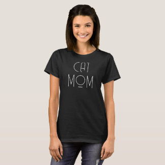 Camiseta T-shirt Cat Mamãe, Tipografia Negra e Branca