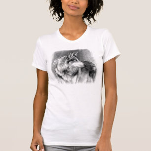 Camiseta T-shirt cauteloso do lobo dos olhos