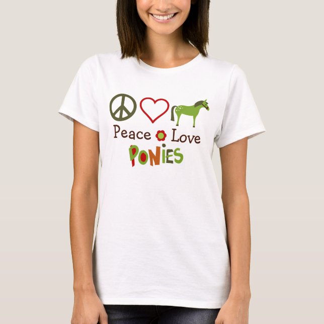 Camiseta T-Shirt Cavalo de Pôs de Amor da Paz (Frente)