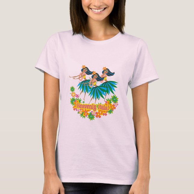 Camiseta T-shirt celestial das senhoras de Hula (Frente)