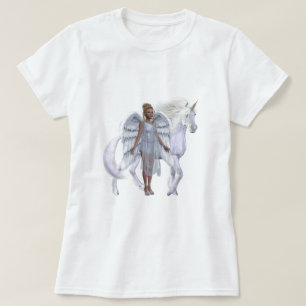 Camiseta T-shirt celestial do anjo e do unicórnio