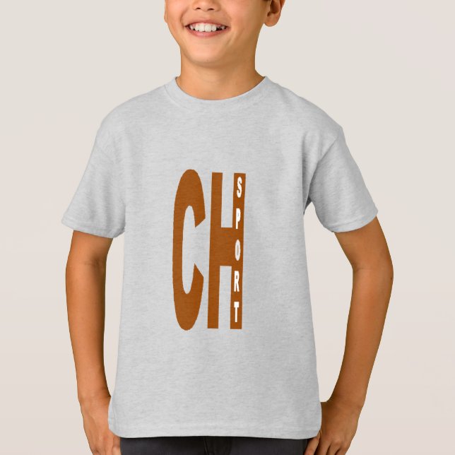 Camiseta T-shirt cendre enfant DESIGN  CH SPORT (Frente)