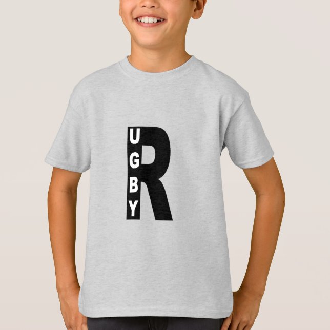 Camiseta T-shirt cendre enfants DESIGN  RUGBY (Frente)