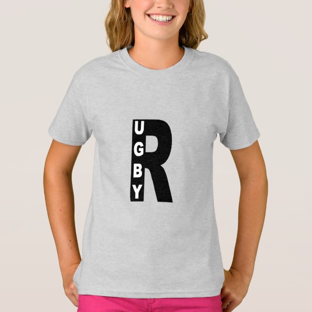 Camiseta T-shirt cendre filles  DESIGN  RUGBY (Frente)