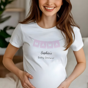 Camiseta T-Shirt Chá de fraldas Pink Mama Papel Picado