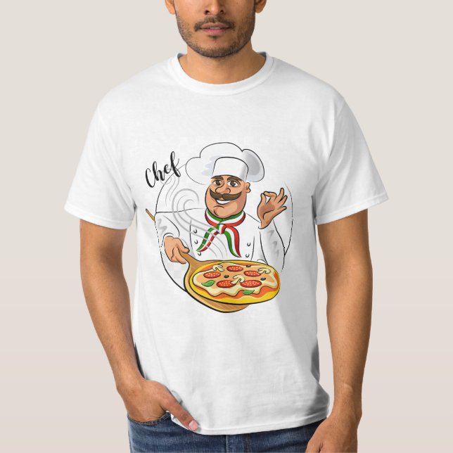 Camiseta T-shirt chef pizzaiolo italien (Frente)