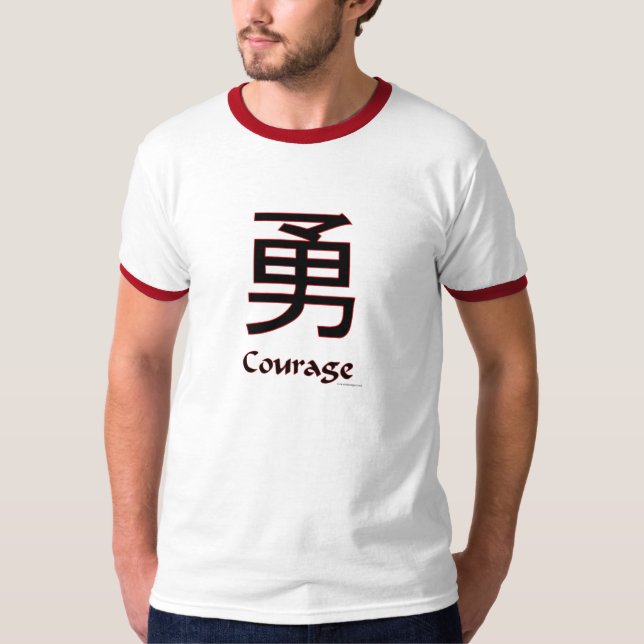 Camiseta T-shirt chinês da coragem do símbolo (Frente)