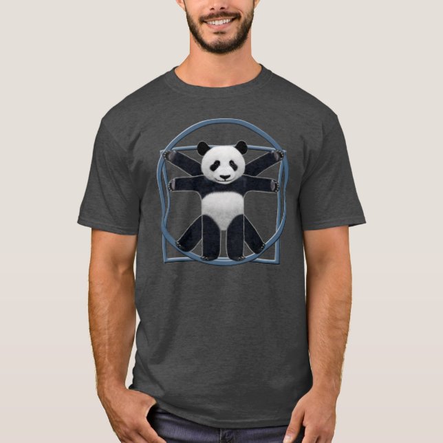 Camiseta T-shirt cinzento da panda de Vitruvian dos homens (Frente)