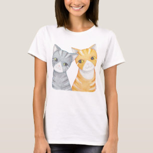 Camiseta T-shirt cinzento dos gatos de gato malhado do gato
