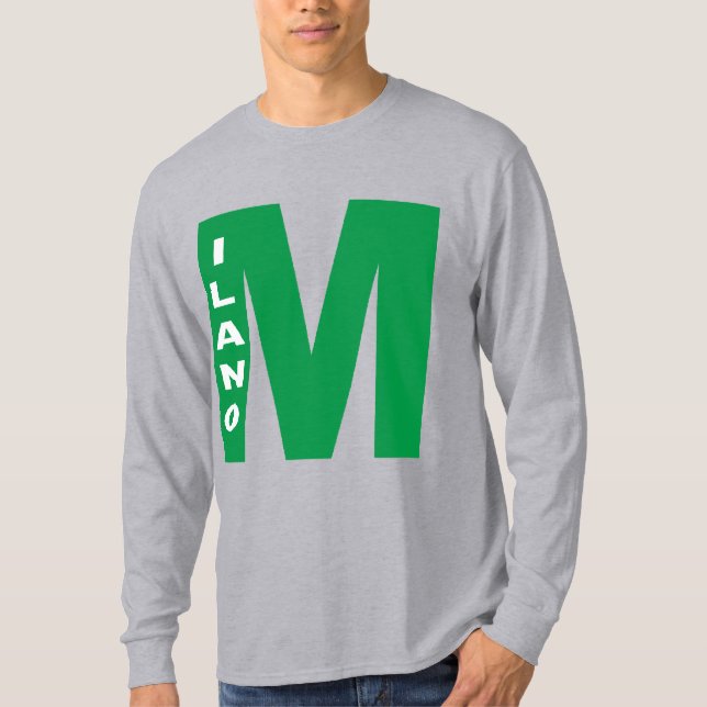 Camiseta T-shirt cinzento mangas longas DESENHO MILANO (Frente)