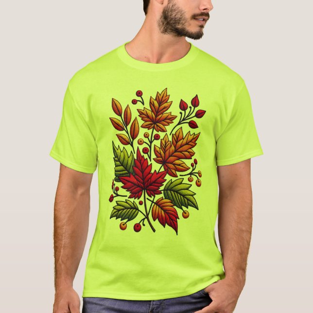 Camiseta t-shirt clássica com bordado floral (Frente)