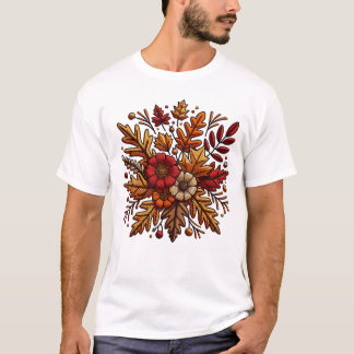 Camiseta t-shirt clássica com bordado floral