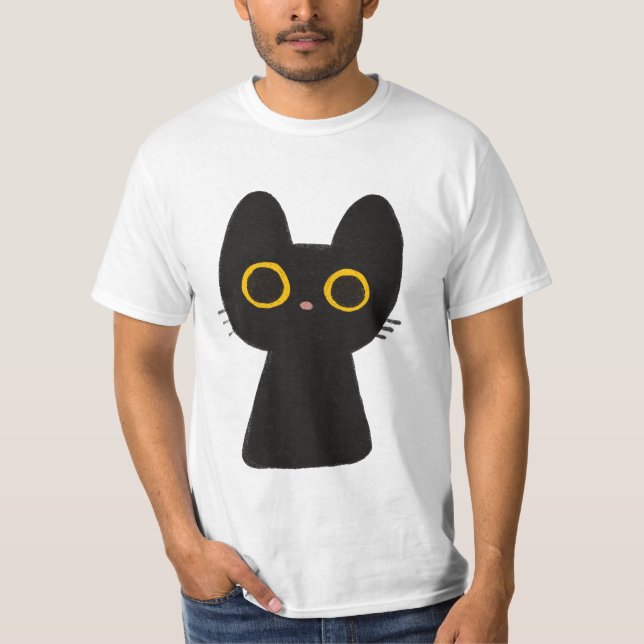 Camiseta t-shirt clássica, desenho animado de gato (Frente)