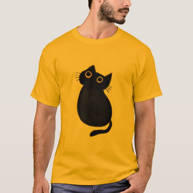 Camiseta t-shirt clássica, desenho animado de gato (Frente)