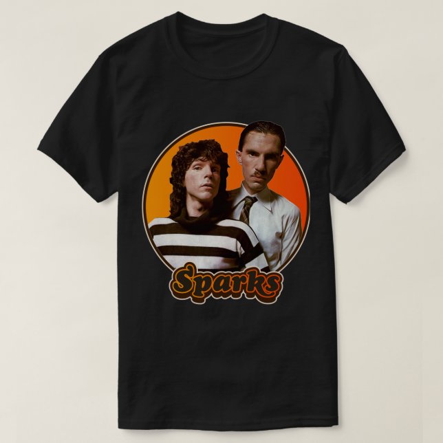 Camiseta T-Shirt Clássico com Banda de Retro Sparks (Frente do Design)
