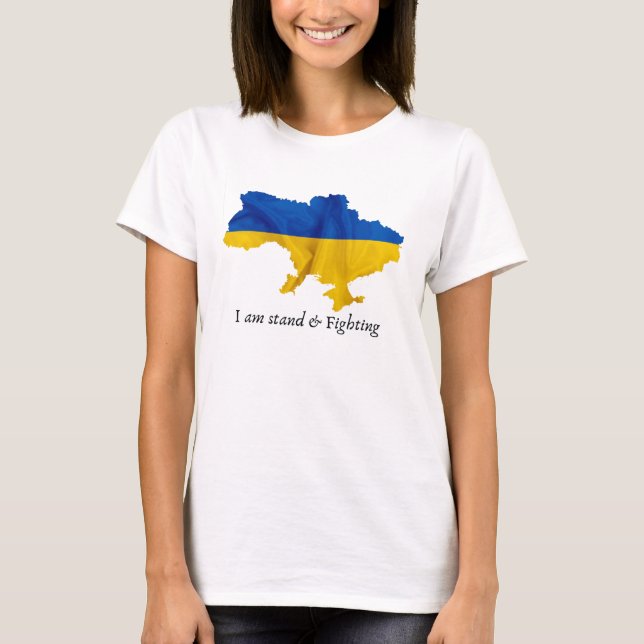 Camiseta T-Shirt Clássico com Ucrânia Map (Frente)