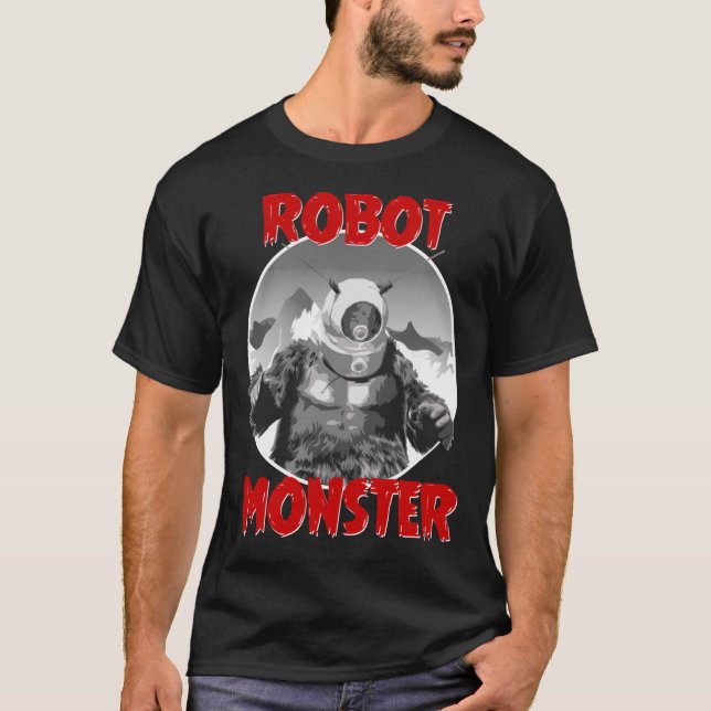 Camiseta T-Shirt Clássico de Monstros Robôs de Filme B (Frente)