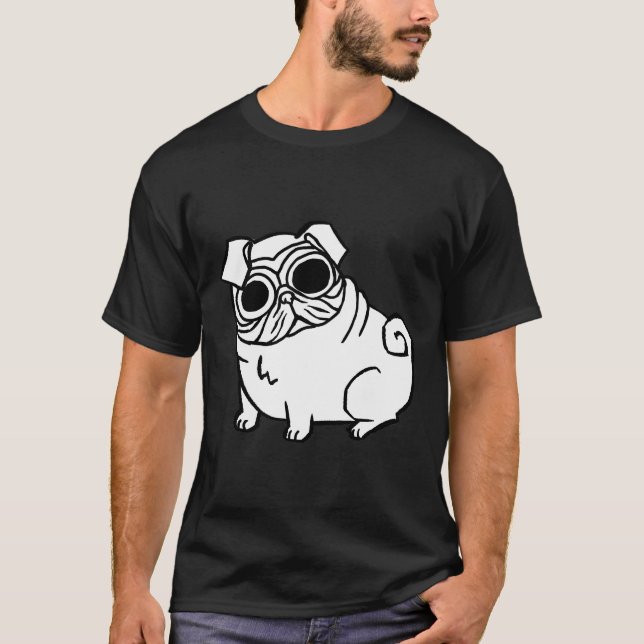 Camiseta T-Shirt Clássico De Olhos Pug 463 (Frente)