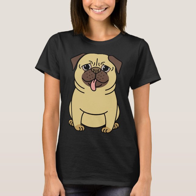 Camiseta T-Shirt Clássico de Pug Cuto 246 (Frente)