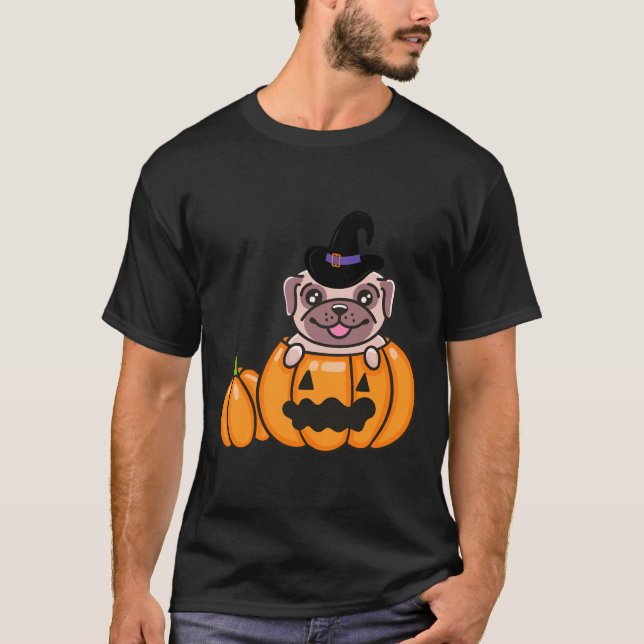 Camiseta T-Shirt Clássico de Pug Pumpkin 700 (Frente)