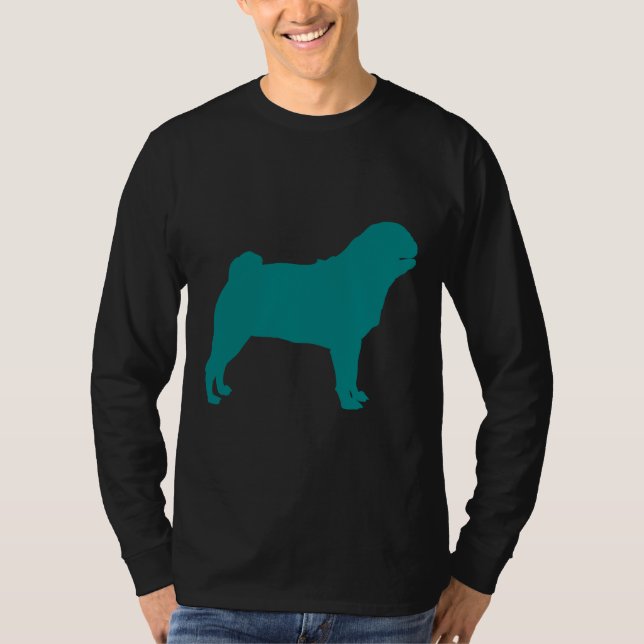 Camiseta T-Shirt Clássico de Pug Teal 708 (Frente)