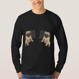 Camiseta T-Shirt Clássico de Pugs Pretos e Fawn 160