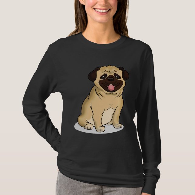 Camiseta T-Shirt Clássico Design de Pug Cute (Frente)