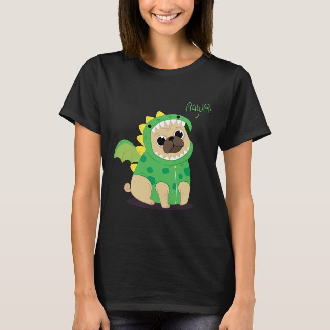 Camiseta T-Shirt Clássico DESIGN do PUG DRAGON 423 (Frente)
