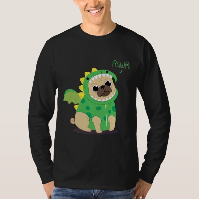 Camiseta T-Shirt Clássico DESIGN do PUG DRAGON 423 (Frente)