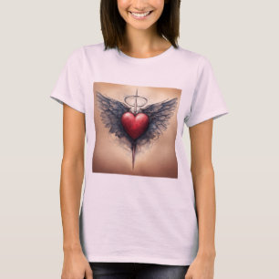 Camiseta T-Shirt Clássico Do Coração Cupido Inspirado Pela