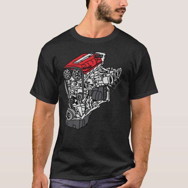Camiseta T-Shirt Clássico do Motor Honda S2000 F20C (Frente)