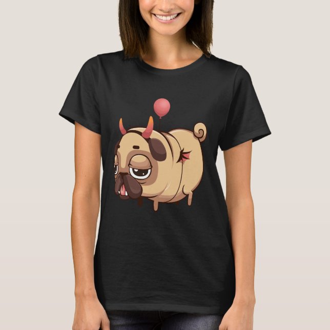 Camiseta T-Shirt Clássico Pug Diabo 857 (Frente)