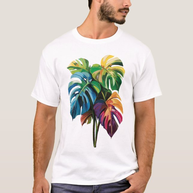 Camiseta T-Shirt Colorida Monstera Leaf (Frente)