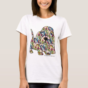 Camiseta T-shirt colorido de Basset Hound