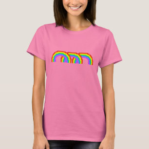 Camiseta T-shirt colorido do arco-íris da arte do pixel
