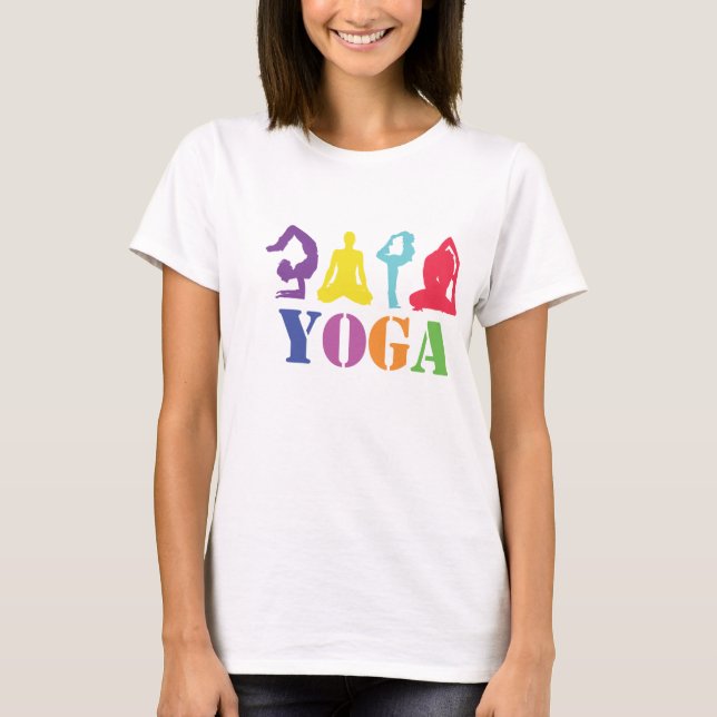 Camiseta T-shirt colorido do design da ioga (Frente)