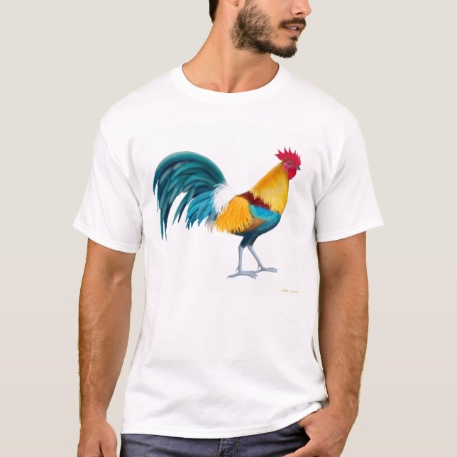 Camiseta T-shirt colorido do galo (Frente)