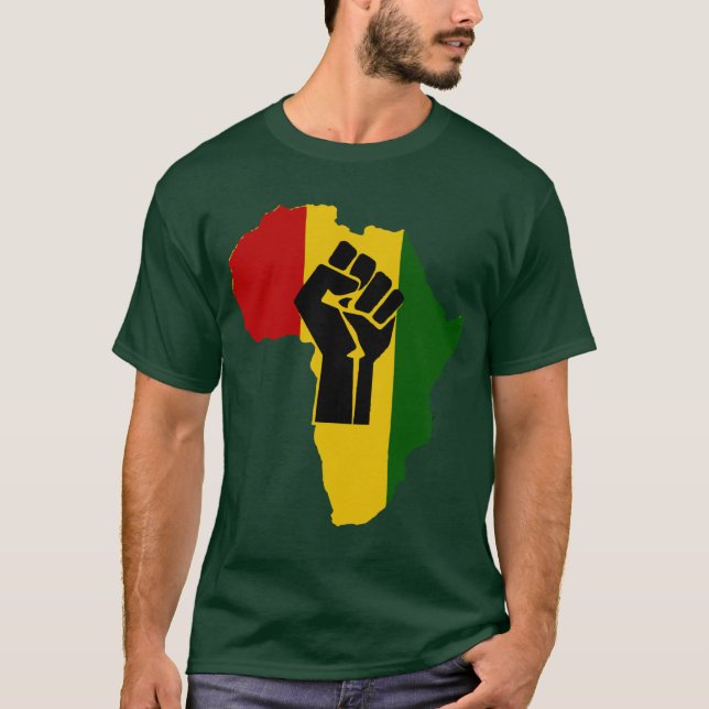 Camiseta T-shirt colorido do punho de África Rasta (Frente)