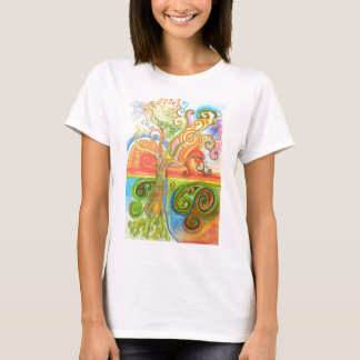 Camiseta T-shirt com a árvore psicadélico colorida de