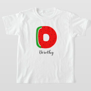 Camiseta T-shirt com a letra D, Alphabet Watermelon