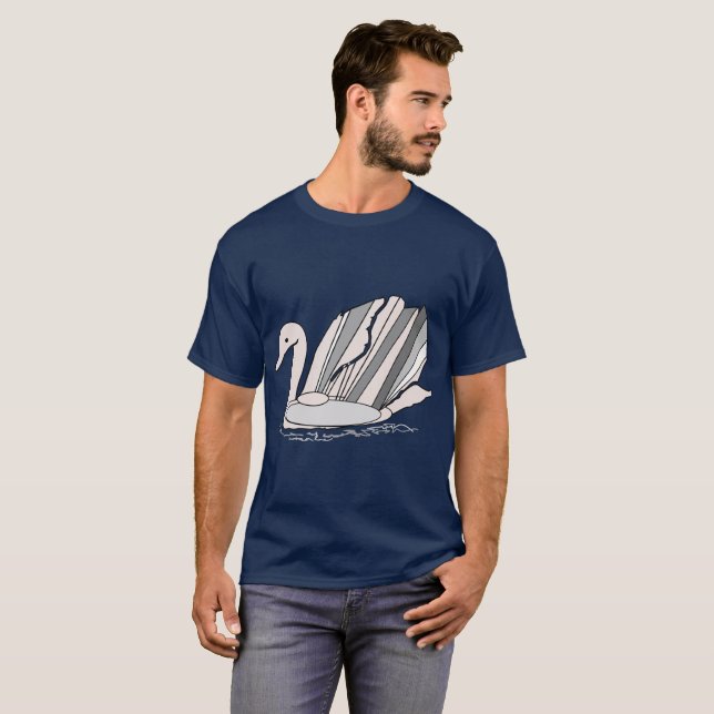 Camiseta T-Shirt com Art Deco Swan (Frente Completa)