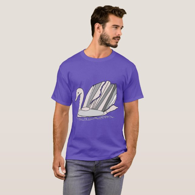 Camiseta T-Shirt com Art Deco Swan (Frente Completa)