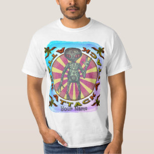 Camiseta T-Shirt com ataque de Alienígena robótica