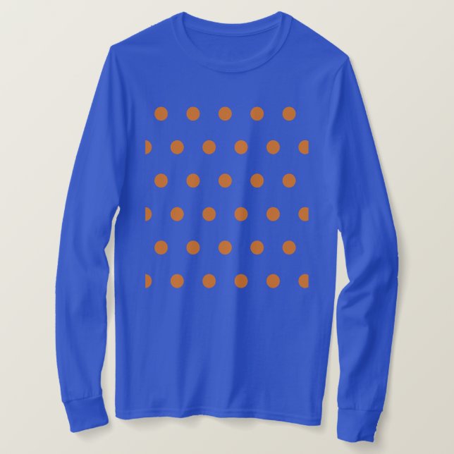 Camiseta T-Shirt com bolinhas comprida (Denim Blue & Orange (Frente do Design)