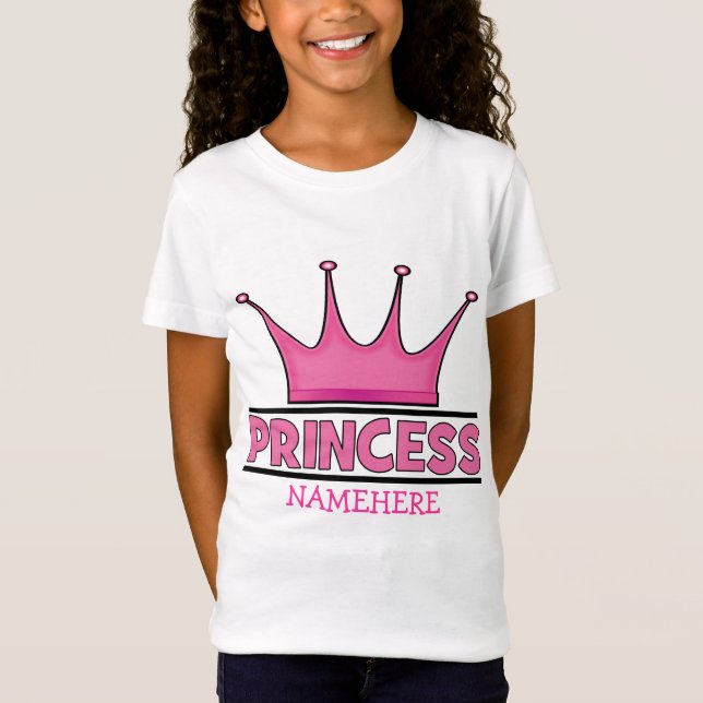 Camiseta T-Shirt com Boné de Princesa Rosa Personalizada (Frente)